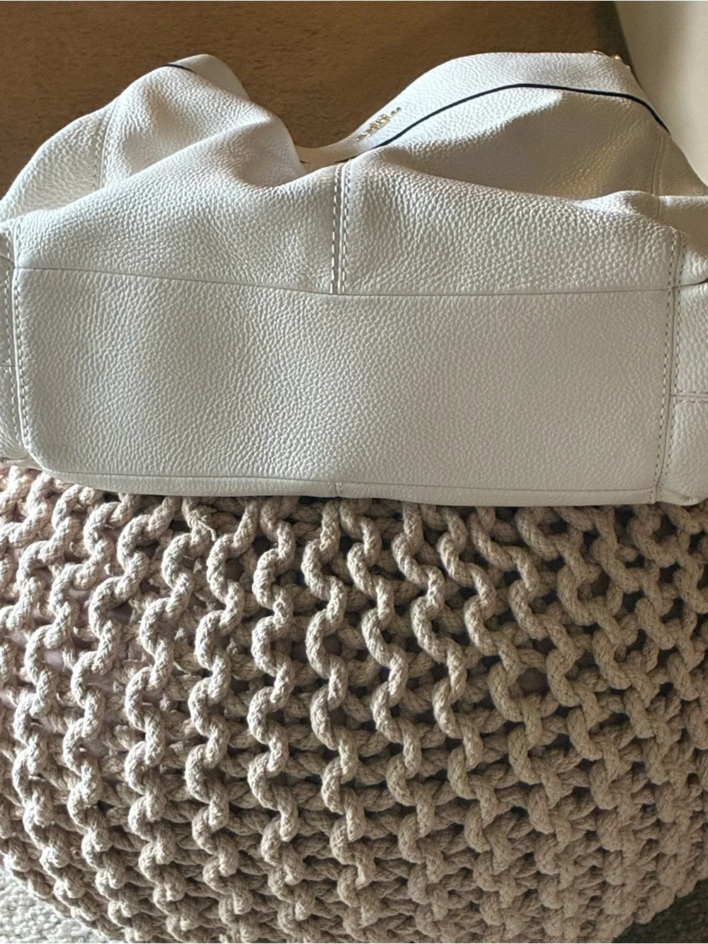 Coach Bags| Lexi Shoulder Bag| Cream Pebbled Leather with Gold Hardware